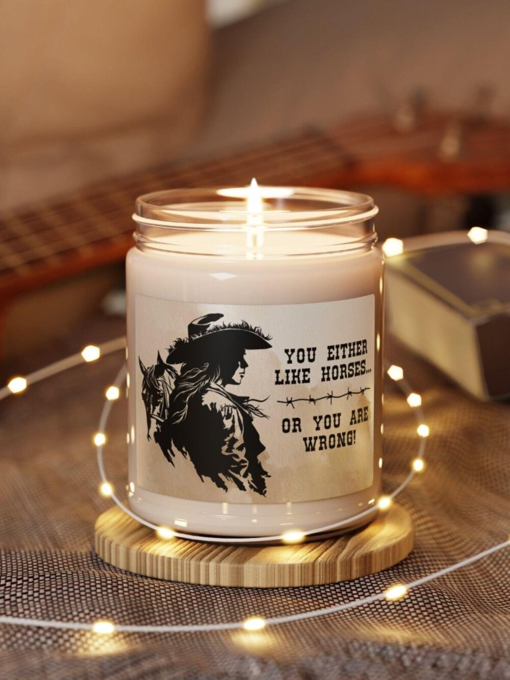 Cowgirl and Horses Candle, Scented Soy Candle, 9oz Candle, Horse Lovers Gift
